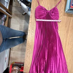 Petal & Pup Strapless Fuchsia Pleated Dress Size 10 Adjustable Shoulder Straps